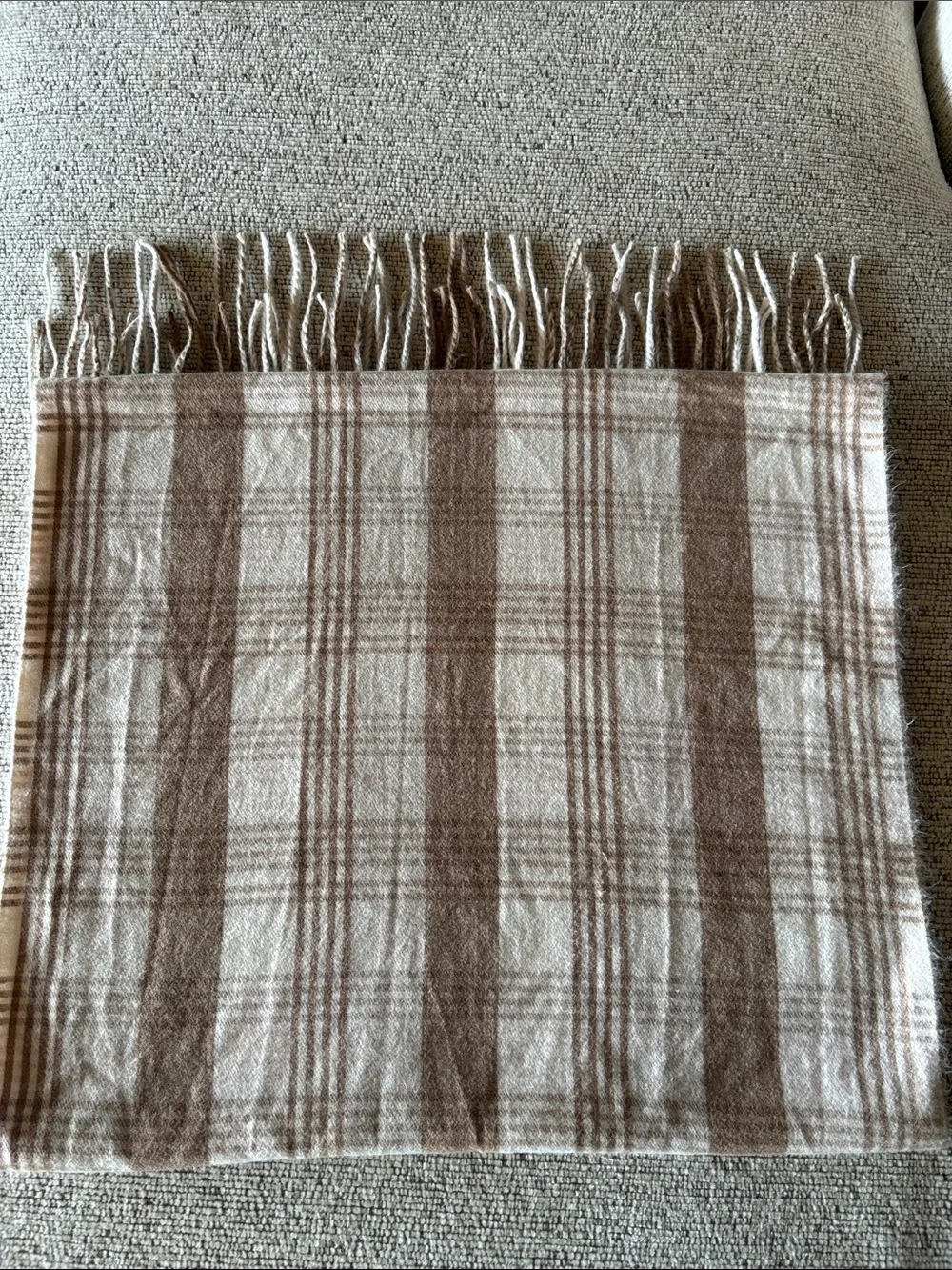 J.Crew Plaid Fringe Scarf in Beige and Brown